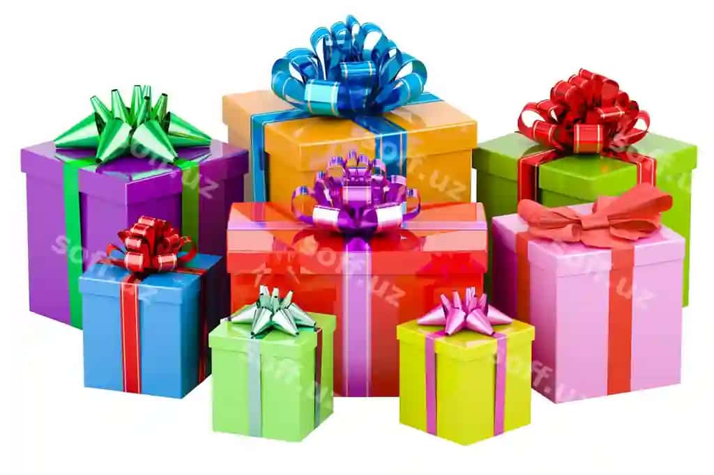 Rangli sovg'a qutilar bantlar bilan lyamkali 3d render ajraltirilgan shaffof | Colored gift boxes with bows ribbons 3d rendering isolated transparent