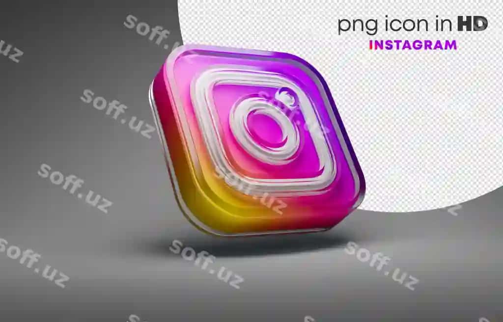 3d ikonka shaffof orqa fonda instagram o'ng yuqori | 3d icon with transparent background instagram right up