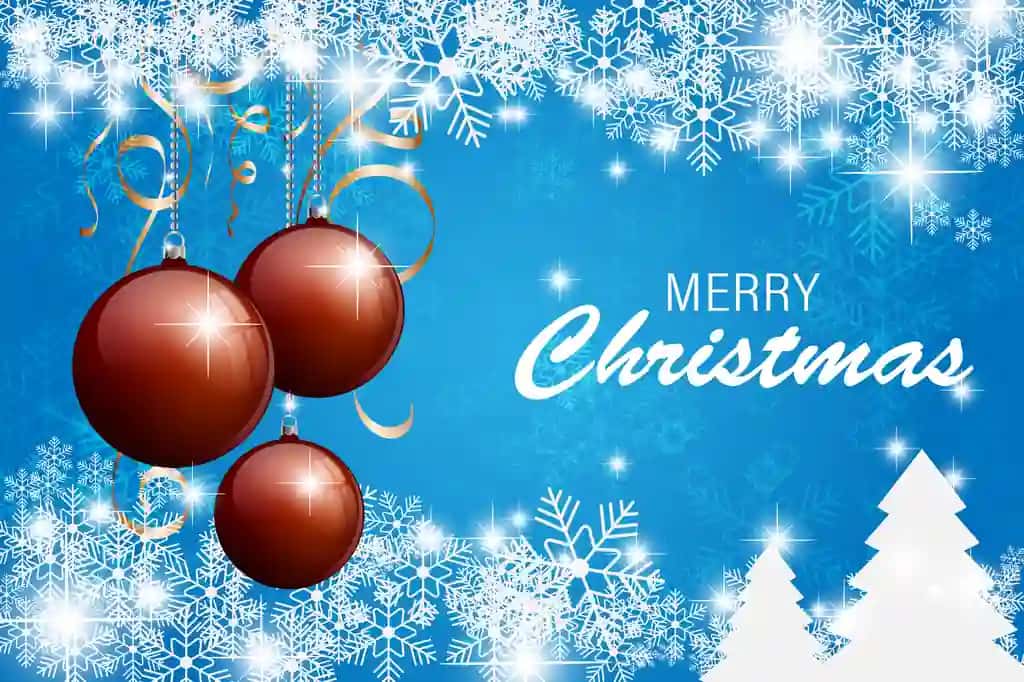 Moviy qor parchasi fonida Rojdestvo bilan tabriklash kartasi | Happy christmas card with blue snowflake background