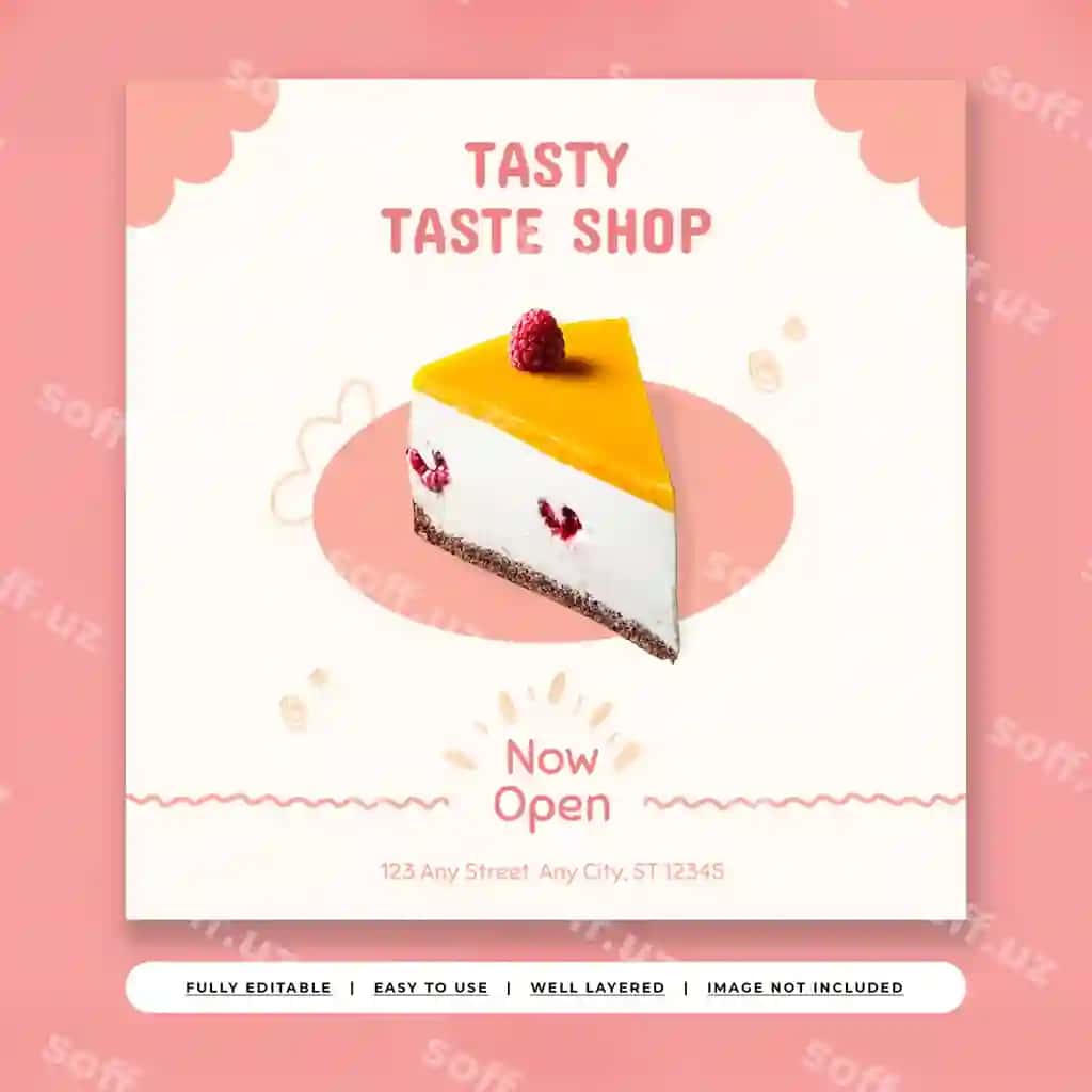 Gilosli shirinlik do'koni Instagram posti | Cherry sweet playful dessert shop instagram post