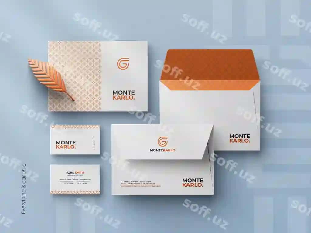 Tozalangan minimal korporativ konvert c6 o'lchami biznes karta mockup bilan | Clean minimal corporate envelope c6 size with business card mockup