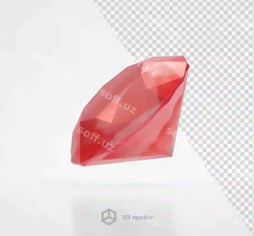 Qizil hindistarot shaffof orqa fonda joylashgan. | Red diamond is placed transparent background