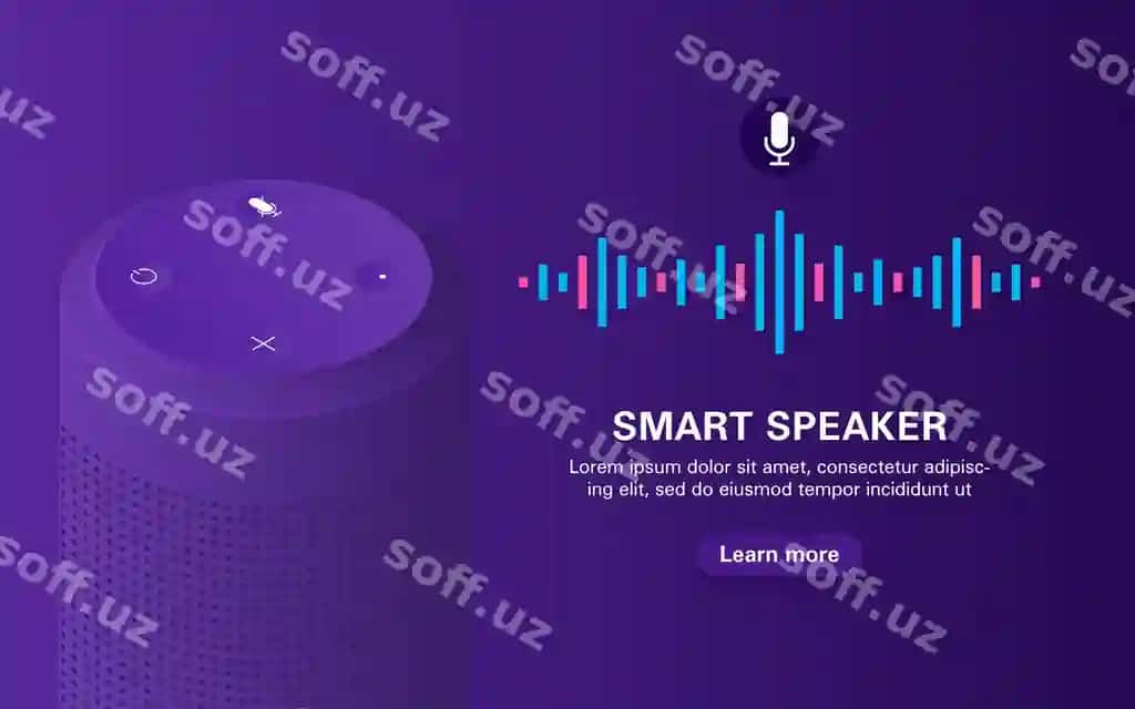 Binafshe ko'tarib olinadigan kolonka landing sahifasi ovoz yordamchisi bilan | Portable speaker landing page with voice assistant purple