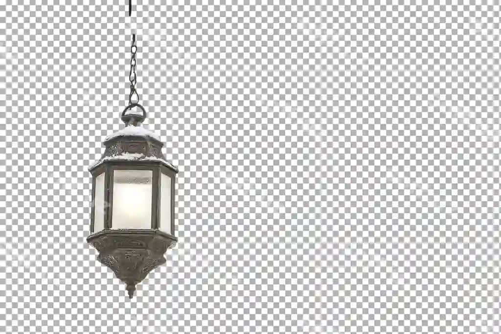 Eski chiroq qor bilan qoplan taraqatdan asraydi qish kuni trang. | Vintage lantern hangs from snowcovered branch winter day tranquil