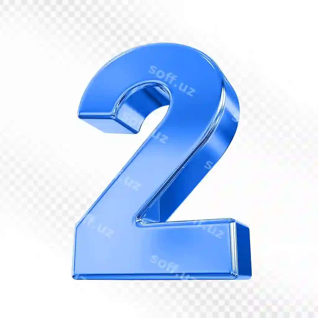 2 raqami ko'k 3D render | Number 2 blue 3d render