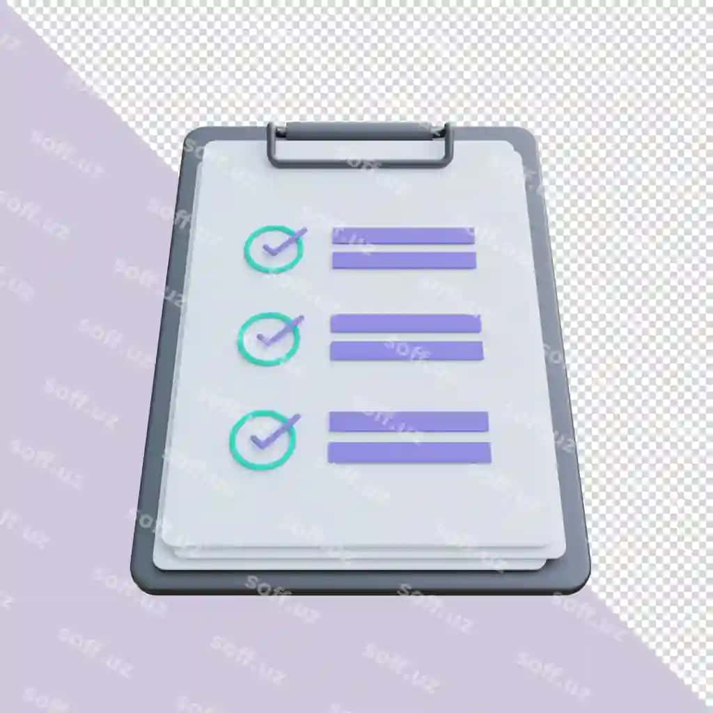 3D render binafsharang clipboard nazorat roʻyxati bilan | 3d render purple clipboard with checklist
