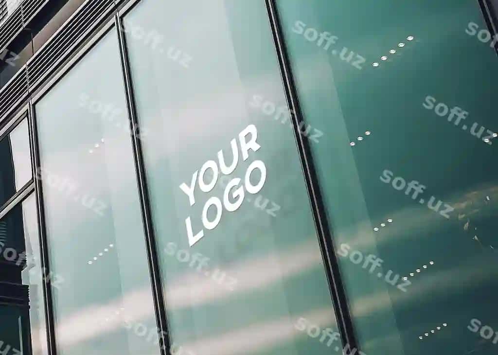 Shisha ofis logotipi maketi | Glass office logo mockup
