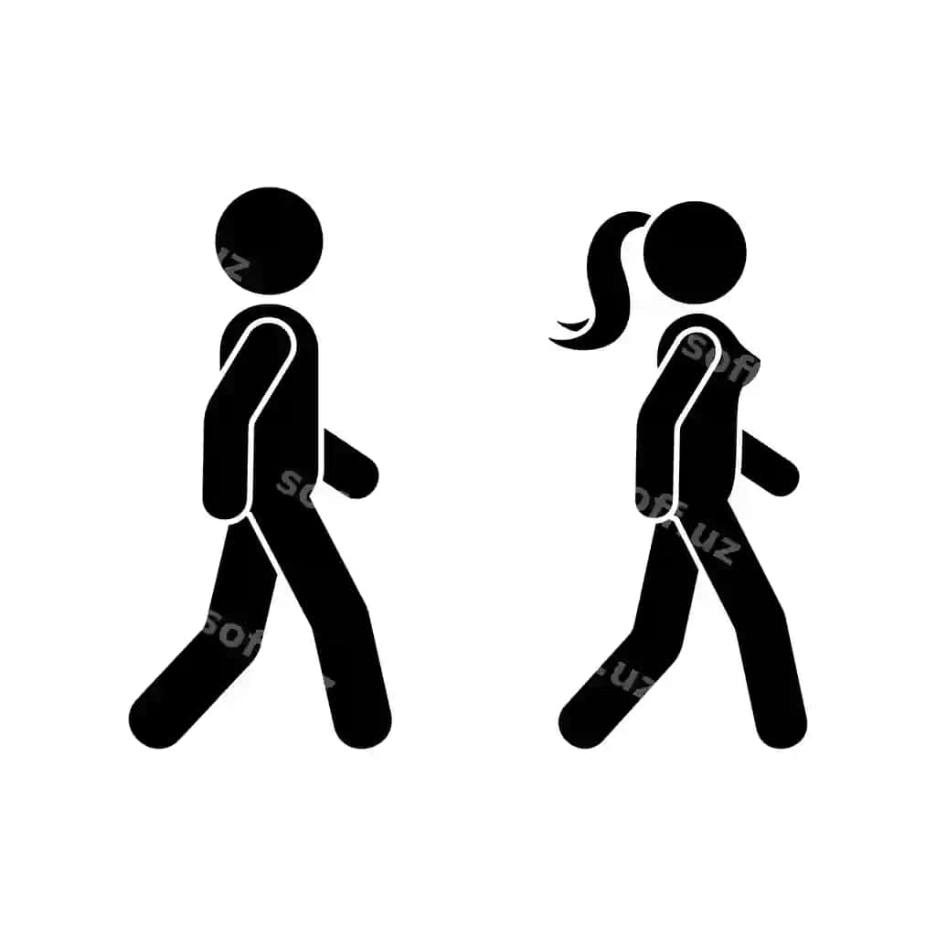 Tayoqcha shaklidagi erkak ayol oldinga siljib, erkak ayol odamlar yurmoqda | Stick figure man woman walking male female people going moving forward