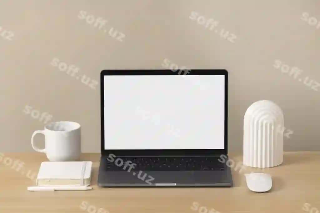 Ichkarida noutbuk maketi | Laptop mockup indoors
