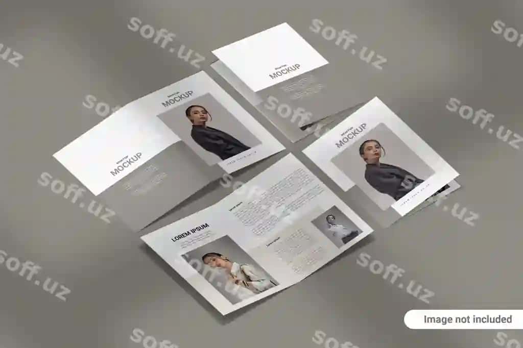 Ikki panellik broshyurа mockup | Bifold brochure mockup