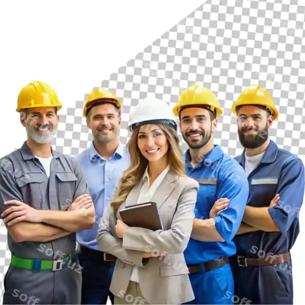 Professional ishchilar guruh qora kasklar oq fonda ajratilgan sarlavha | Group professional workers hard hats white background isolate header