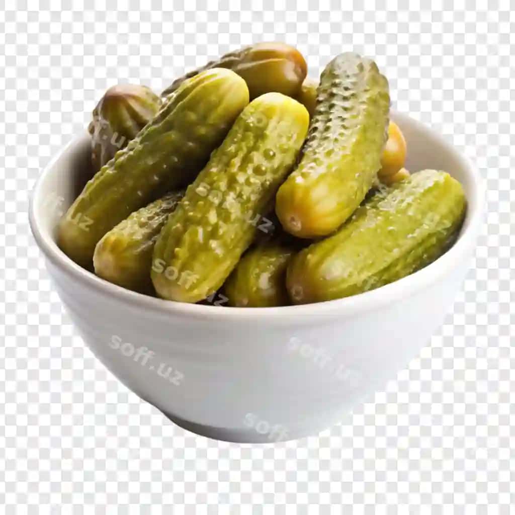 Oq fonda tuzlangan bodringlar | Bowl pickles white background