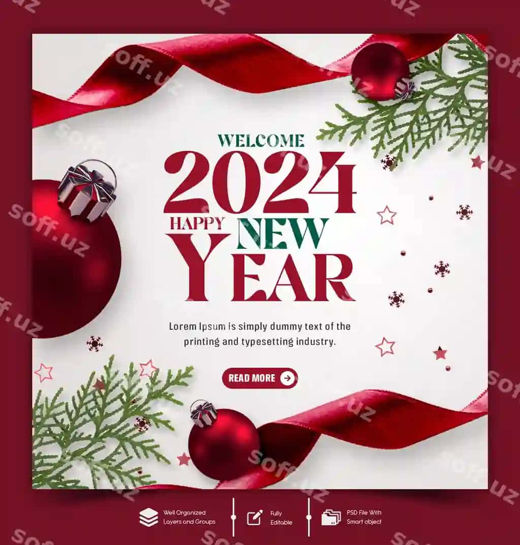 Rojdestvo bilan, Yangi yil bilan 2024-yil bayram ijtimoiy media posti | Merry christmas happy new year 2024 celebration social media post