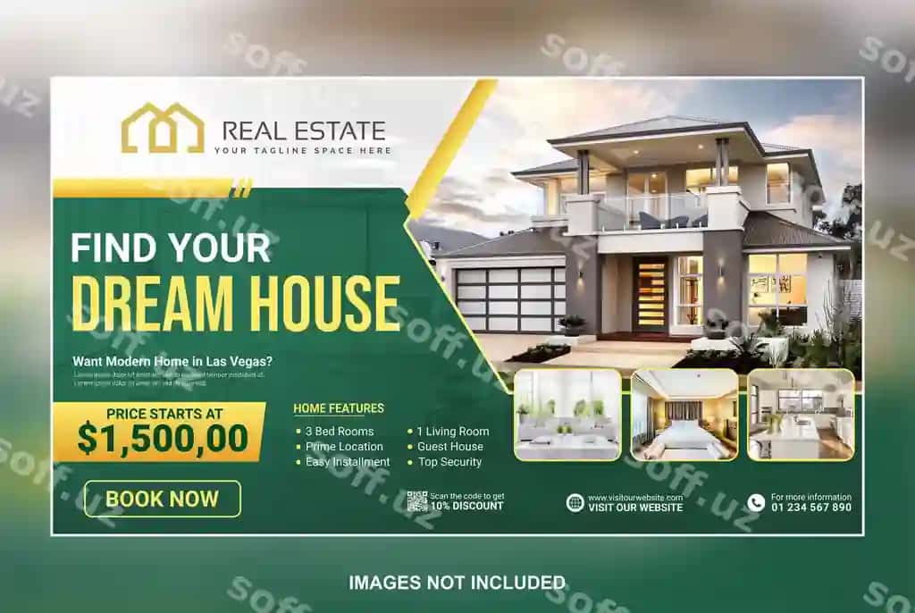 Emlak uy veb banner shabloni | Real estate house property web banner template