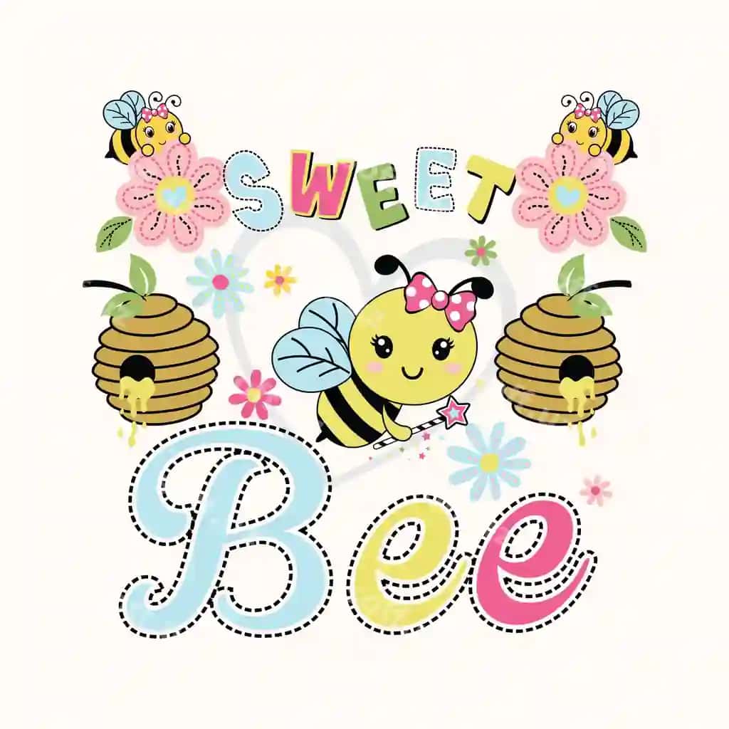 Chiroyli chumchuq asalni sevadigan vektor | Cute bee loves honey vector