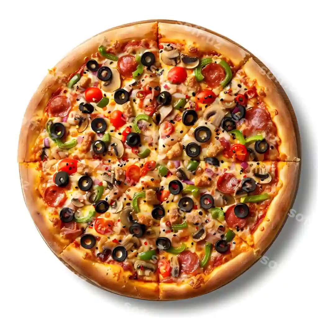Pomidor va zaytun, zaytun mevalari bilan pitsa | Pizza with variety toppings including olives tomatoes olives