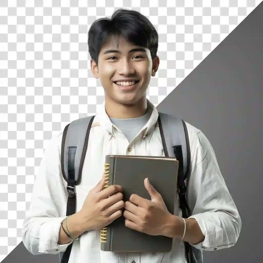 Png yosh tay yigit ryukzak talaba baxtli | Png young thai man backpack student happy