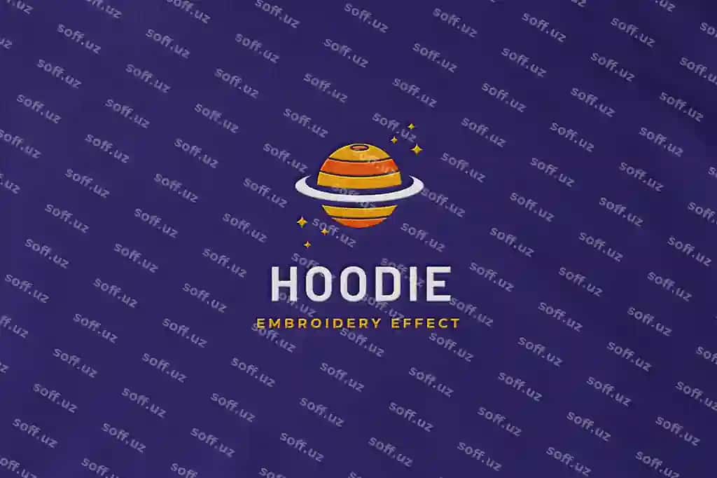 Naqshli logotipli binafsha rangli kapshonli yuqori ko'rinish | Embroidered logo purple hoodie top view