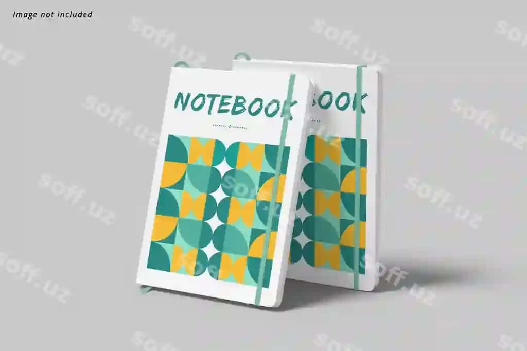 Tik turgan holda ikkita daftar maketi | Standing view two notebook mockups