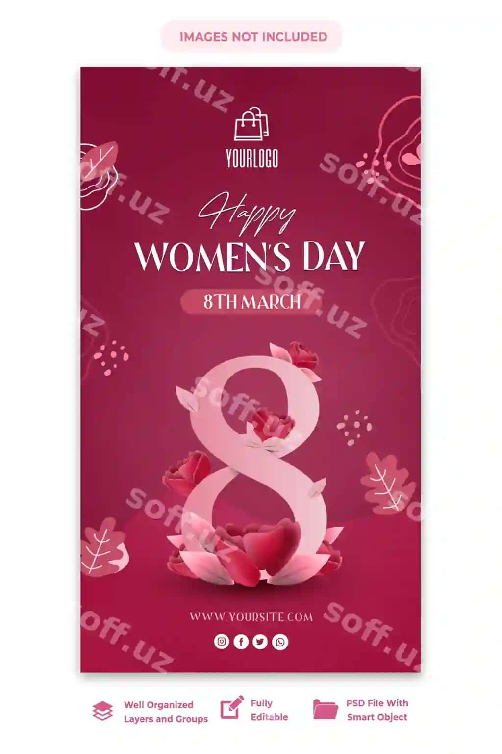 Baxtli Ayollar kuni Instagram Story shabloni | Happy womens day instagram story template
