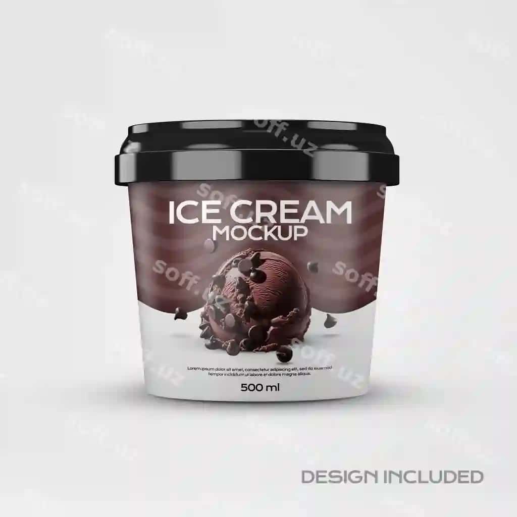 Muzqaymoq mockup 300 ml | Ice cream mockup 300ml