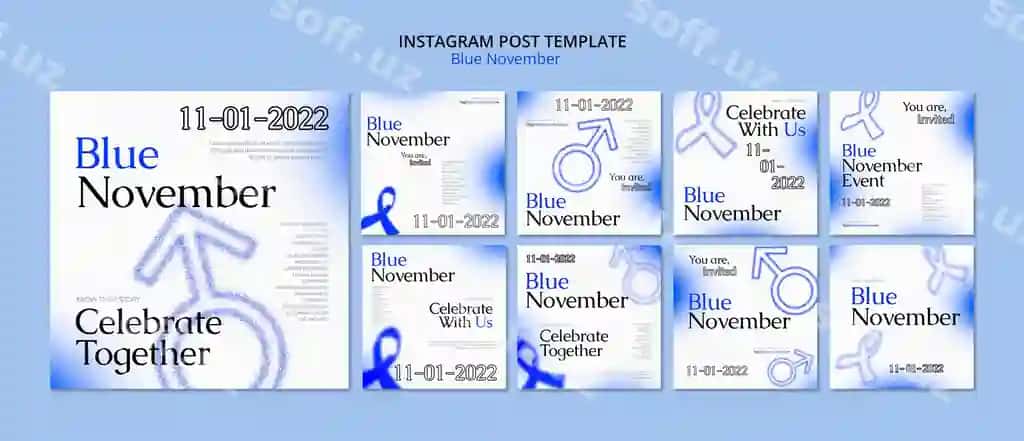 Ko'k Noyabr bilimli bo'lish Instagram posti | Blue november awareness instagram post