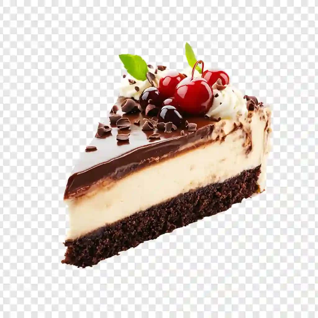 Shokoladli qaymoqli muzli gurme qatlamli tort bo'lagi | Gourmet layer cake slice with chocolate creamy frosting