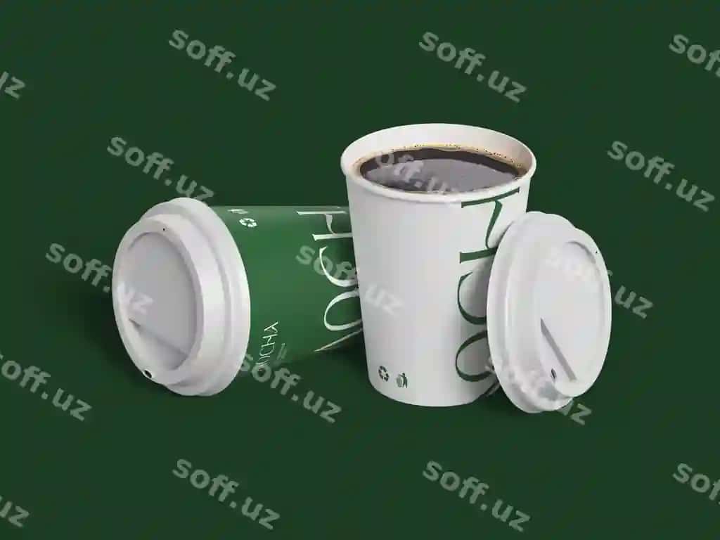 Realistik qog'ozli kofe stakani qapaq bilan 3d mockup | Realistic paper coffee cup with lid 3d mockup