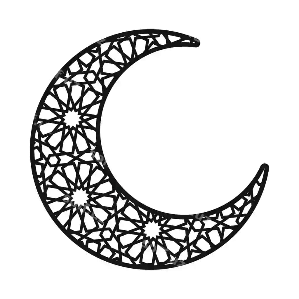 Hilol islamiy geometrik shablonli Ramazon Keng hiloli | Crescent moon with islamic geometric pattern ramadan kareem moon