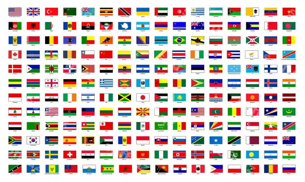 Barcha mamlakatlar bayroqlarida milliy ramzlar to'plami o'rnatilgan | Flags all countries set national symbols collection
