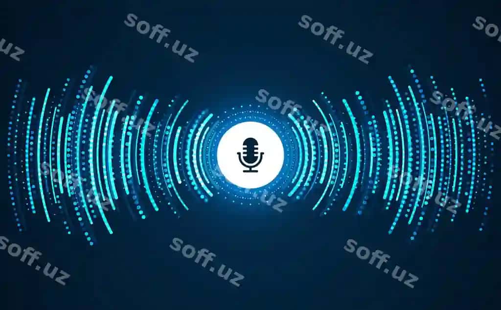 Podkast konsepsiyasi mikrofoni bilan ovoz yozish to'lqovi kelajak texnologiyasi | Podcast concept microphone with voice recording wave future technology