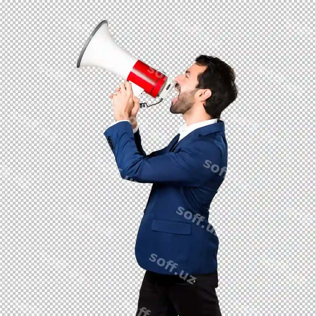 Chiroyli yigit megafon orqali qichqirmoqda | Handsome man shouting by megaphone