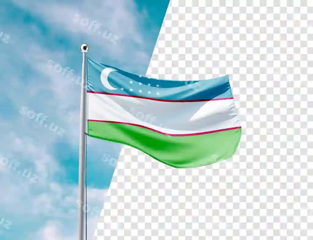 Realistik 3D teksturli O'zbekiston bayrog'i | Realistic 3d textured flagpole flag uzbekistan