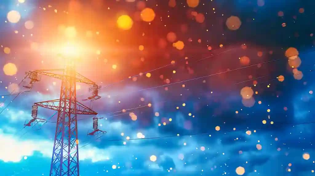Moviy osmon fonida kuchli sanoat elektr minorasining energiya kuchlanish kontseptsiyasi quyosh botishi silueti | Powerful industrial electricity tower energy voltage concept sunset silhouette with blue sky background