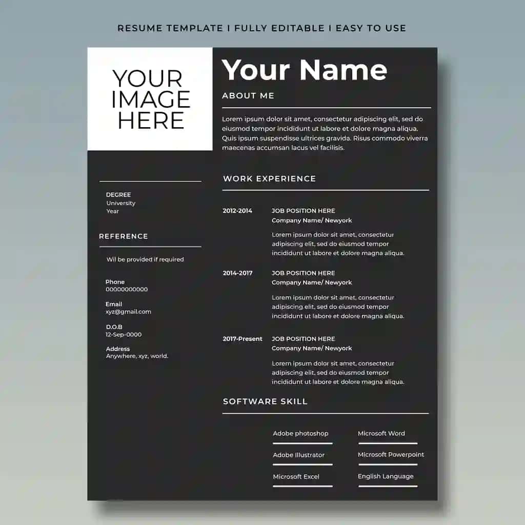 Zamonaviy uslubdagi kulrang rezyume shabloni | Modern style gray resume template