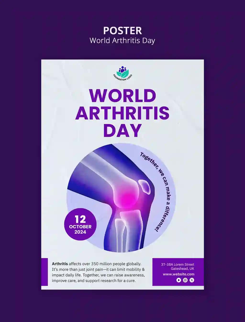 Jahon artrit kuni shablon dizayni | World arthritis day template design