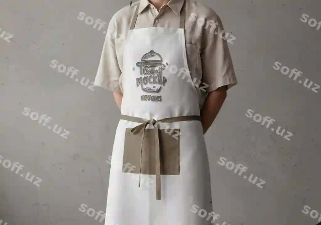 Yelka namunasi oshxona chizgilar bilan | Apron mockup with cooking doodles