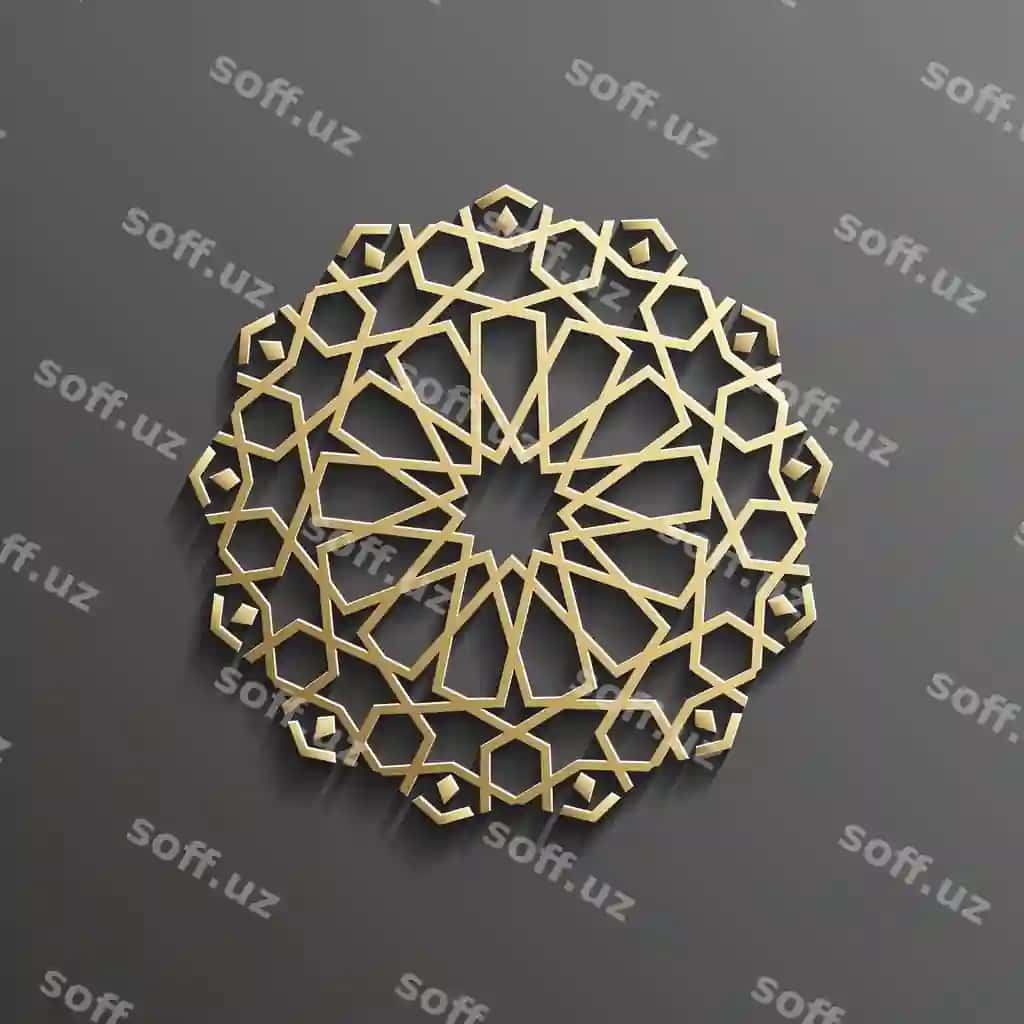 Islomiy 3D oltin qorong'iq mandala aylanma bezatma binoiy orqa fon | Islamic 3d gold dark mandala round ornament background architectural