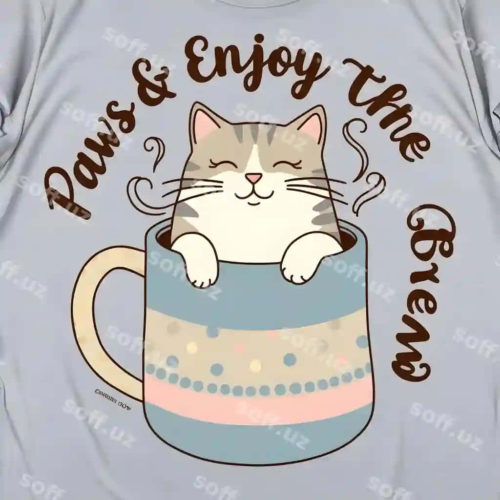 Kulrang futbolka mushuk bilan, bu aytgan: raqs, ko'rish, sana. | Gray shirt with cat it that says dance enjoy date