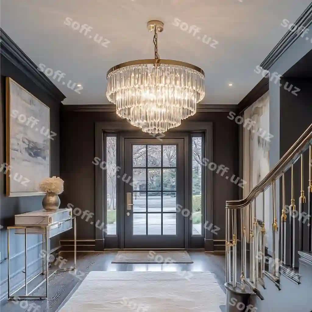 Gʻamurluq kristall chandelier nafis kirish hissi | Glamorous crystal chandelier elegant entryway