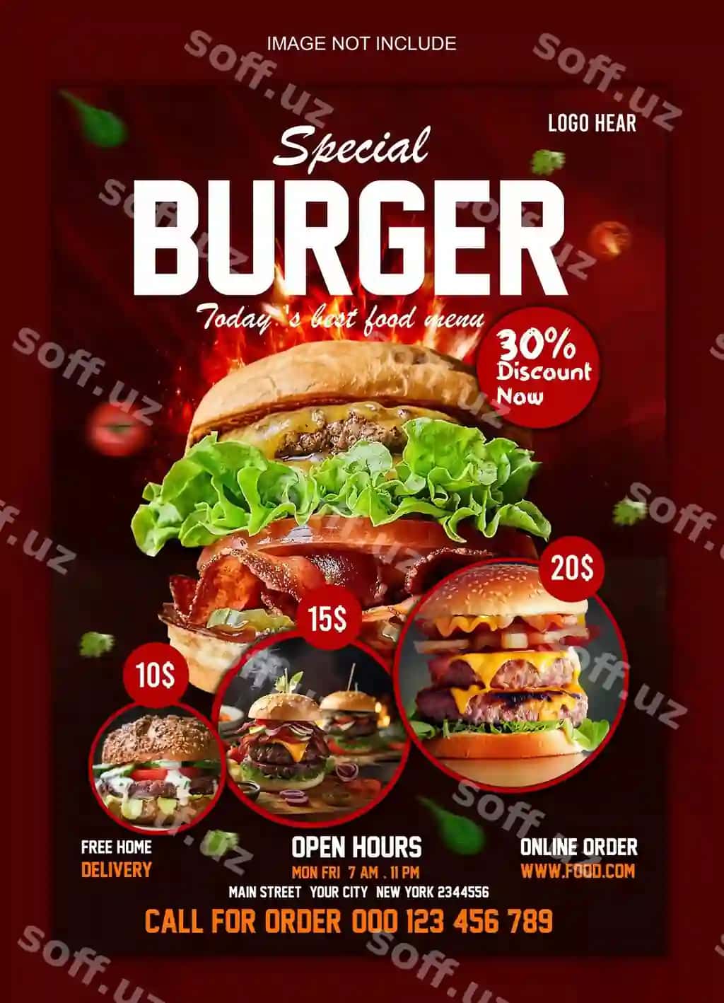 Psd oziq-ovqat varaqasi banner plakati shabloni raqamli marketing | Psd food flyer banner poster template digital marketing
