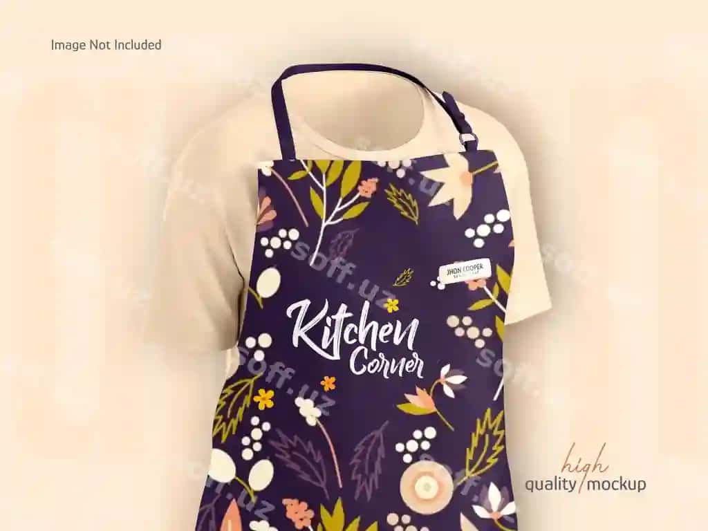 Chef oshxona fartar brendlash namunasi | Chef kitchen apron branding mockup