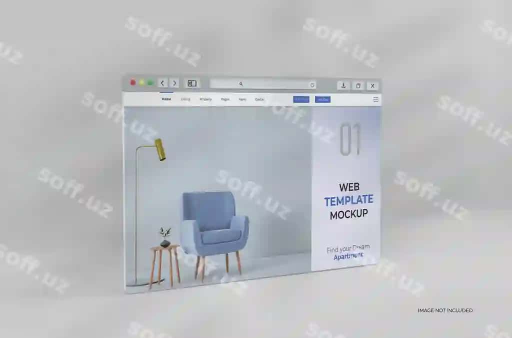Minimal tozalangan internet brauzer oynasi kirish sahifasi 3D modeli | Minimal clean internet browser window landing page 3d mockup