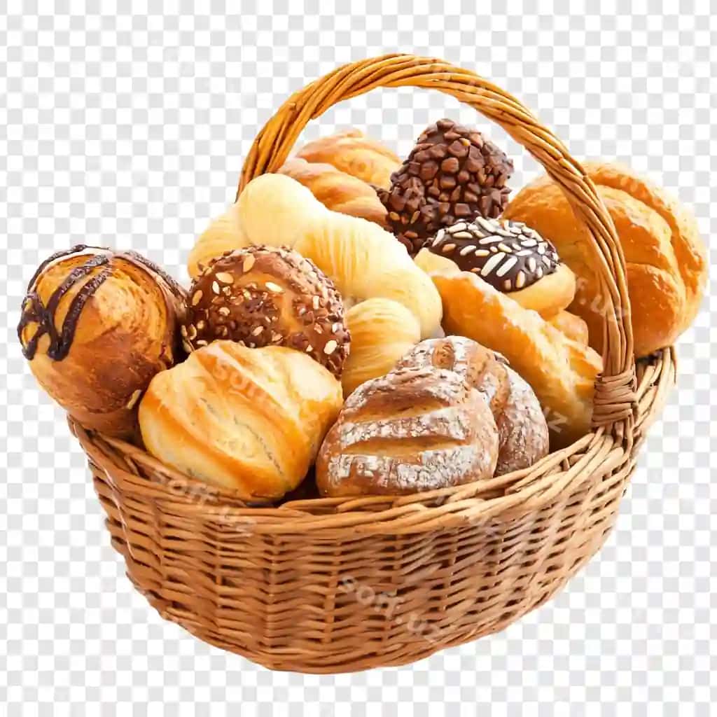 Yangi pishirilgan non savati assortimenti | Assortment freshly baked bread wicker basket