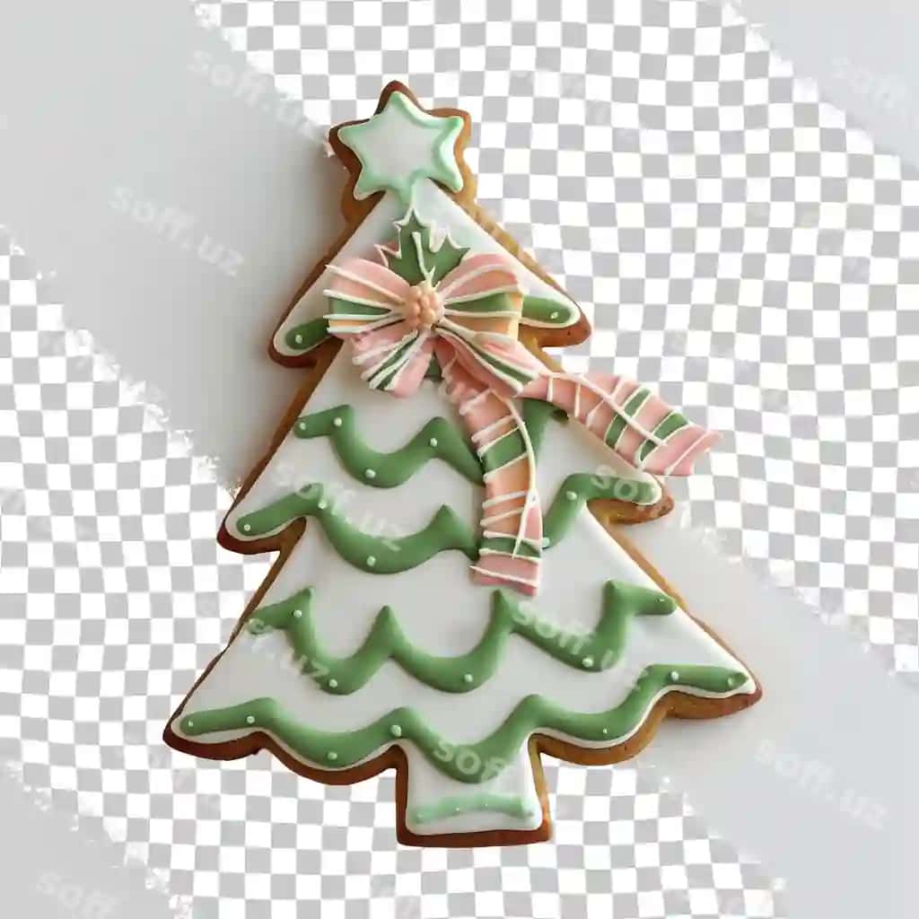 Yuldu pirochkasi rimskiy bilan shaffof orqa fonda | Christmas cookie with bow it is transparent background