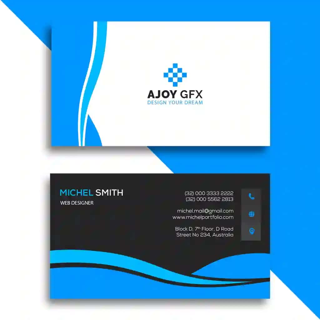 Moviy korporativ tashrif qog'ozi | Blue corporate business card