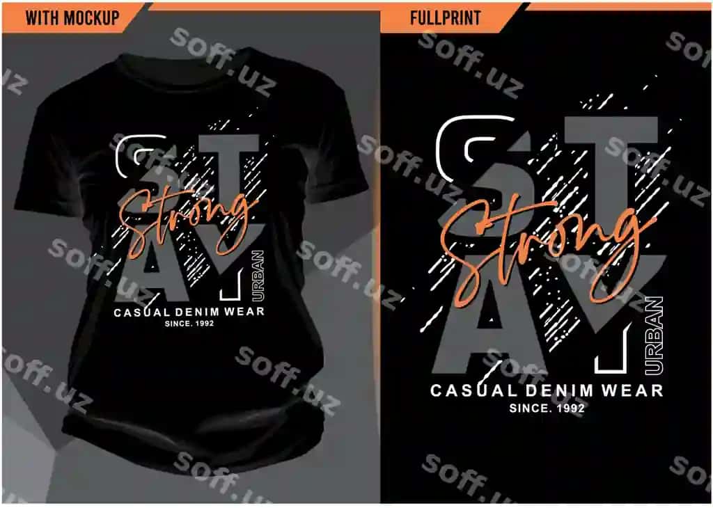 Kuchli bo'ling tipografiya t-shirt mockup bilan print tayyorgarlikda premium vektor | Stay strong typography with tshirt mockup print ready premium vector