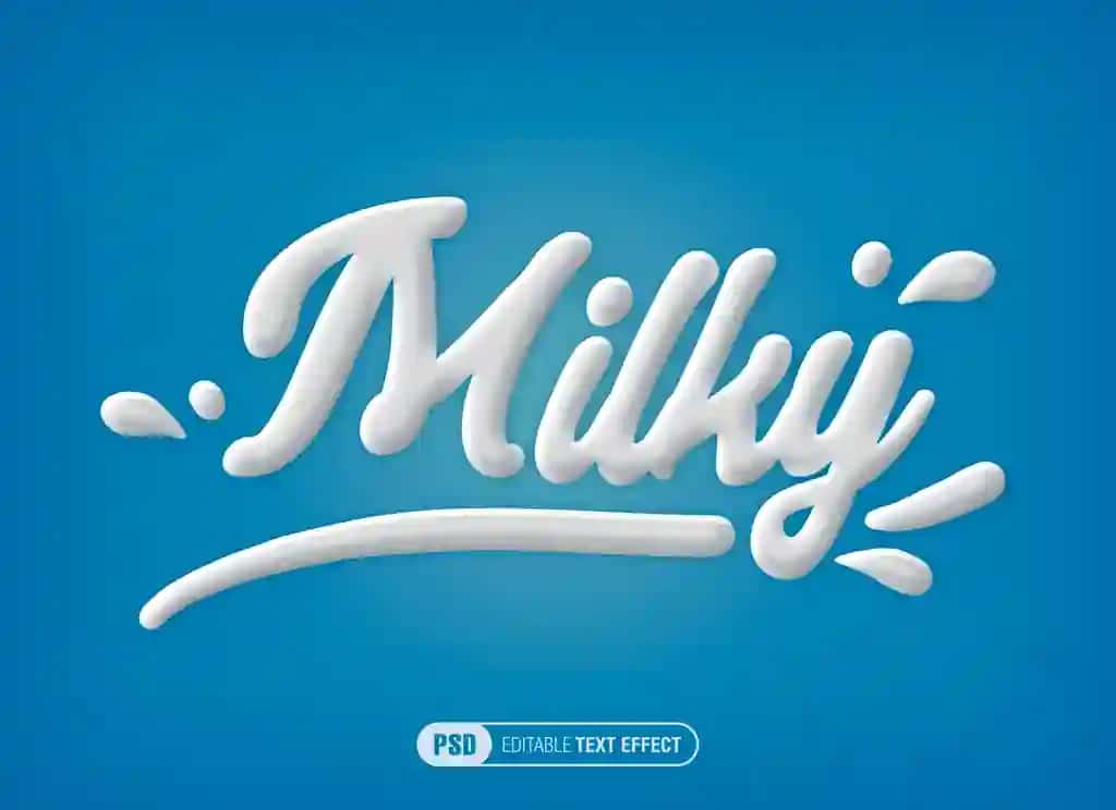 Tahrirlanadigan sutli matn effekti | Editable milky text effect