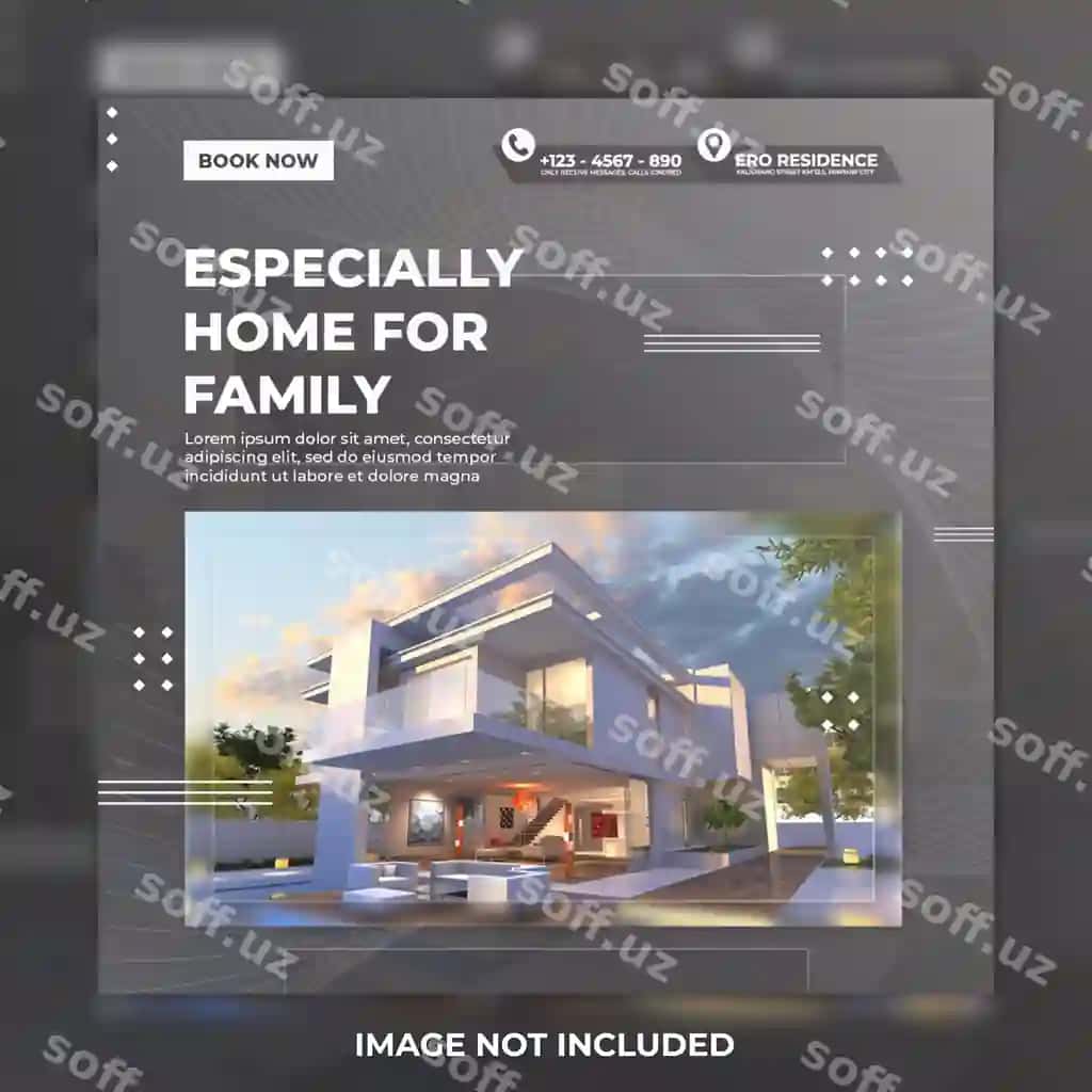 Ko'chmas mulk uyi ijtimoiy media posti | Real estate home social media post
