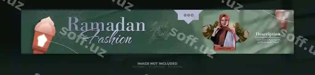 Ramazon moda sotuv YouTube varaqi baneri dizayn shabloni | Ramadan fashion sale youtube cover banner design template